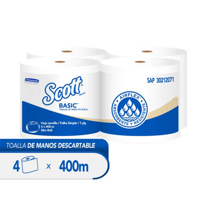 Toallas en Rollo Jumbo Scott - (4 Rollos de 400 Metros)